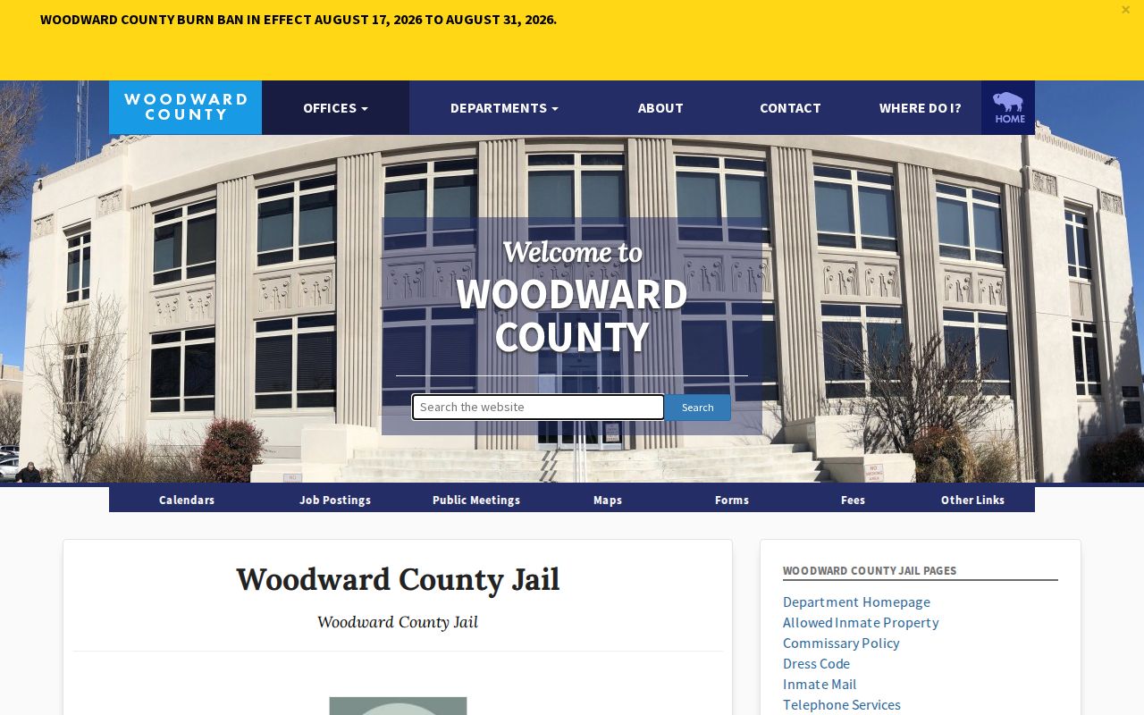 Woodward County Jail booking-record policy page