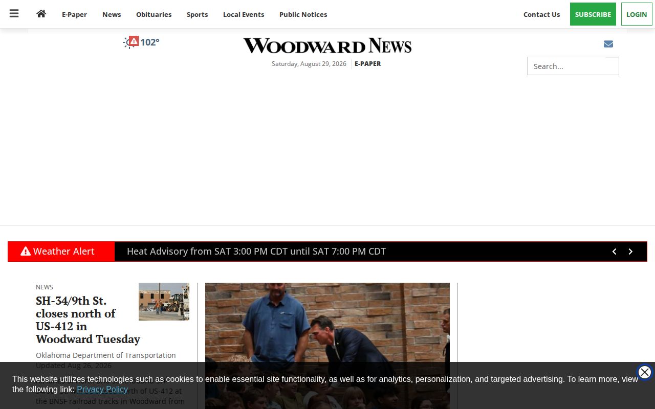 Woodward County crime news search page for booking-record coverage